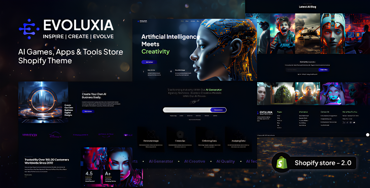 Evoluxia - AI Games, Apps & Tools Store Shopify Theme